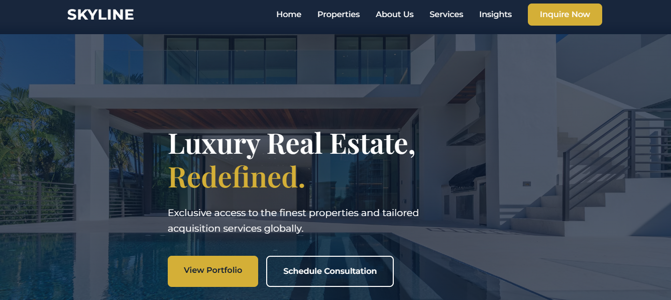 Skyline – Luxury Real Estate Website Preview